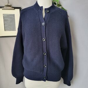 Alex Mill Button Back Crew Neck Sweater Navy Blue L